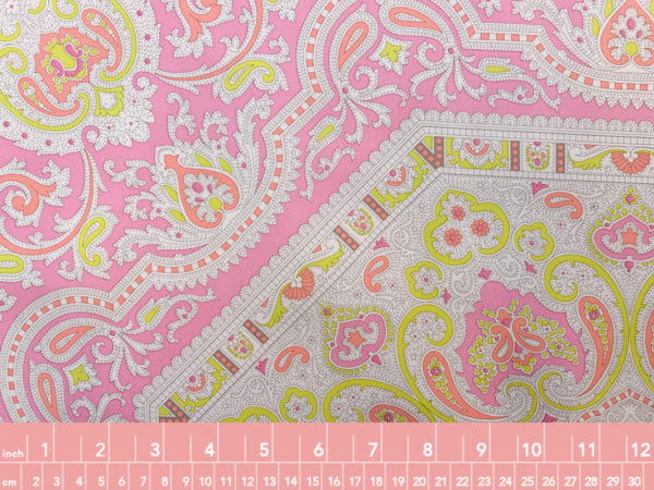 Designer Deadstock - Silk Twill Panel - Light Pink Paisley