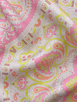 Designer Deadstock - Silk Twill Panel - Light Pink Paisley