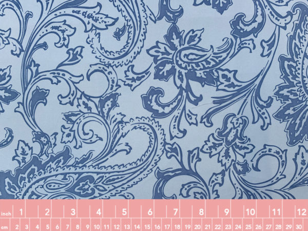 Designer Deadstock - Silk Twill - Blue/Brown Japanese Print