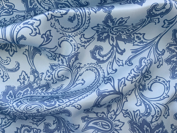 Designer Deadstock - Silk Twill - Blue/Brown Japanese Print