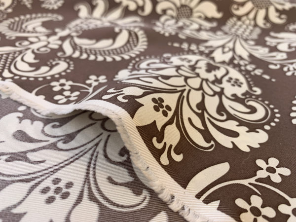 Designer Deadstock - Silk Twill - Blue/Brown Japanese Print