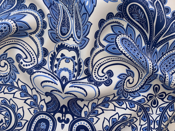 Designer Deadstock - Silk Twill - Blue/White Paisley