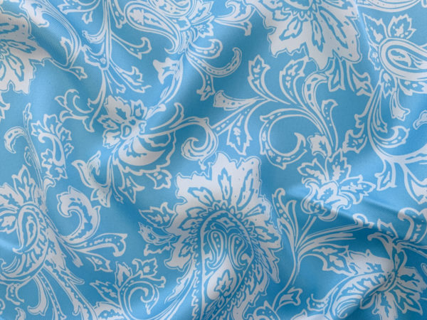 Designer Deadstock - Silk Twill - Blue/Brown Japanese Print