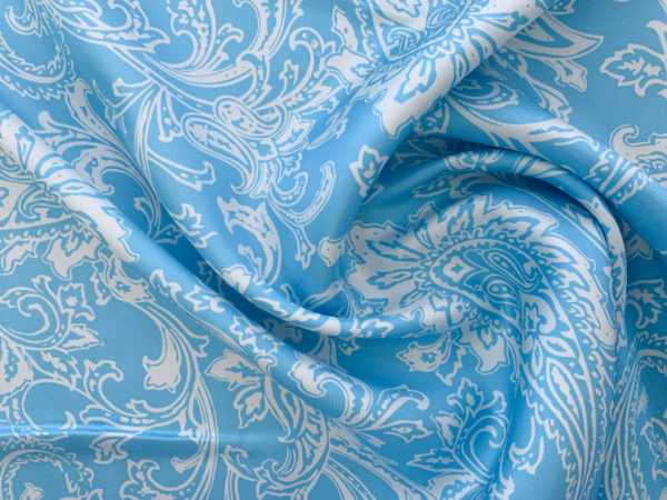 Designer Deadstock - Silk Twill - Blue/Brown Japanese Print