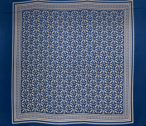 Designer Deadstock - Silk Twill Panel - Blue Geometric Floral ...