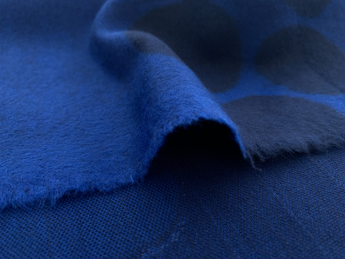 Mind the Maker – Organic Brushed Jacquard Knit – About a Dot –  Cobalt/Indigo - Stonemountain & Daughter Fabrics