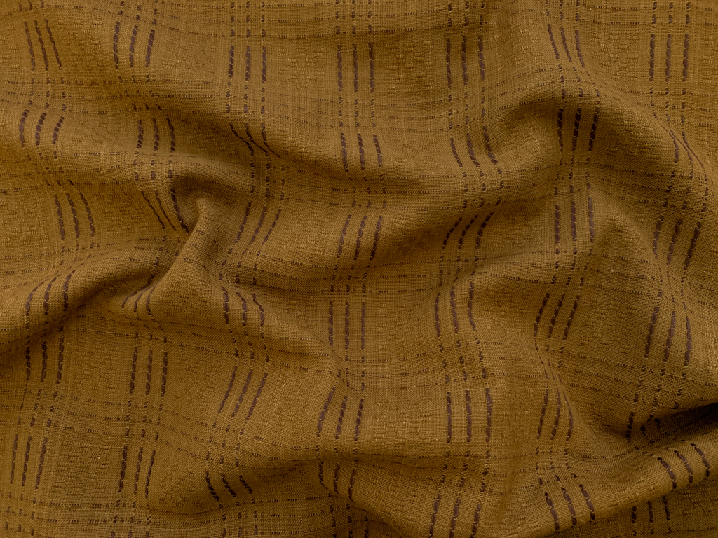 Textured Yarn Dyed Cotton Dashed Plaid Bronze Stonemountain