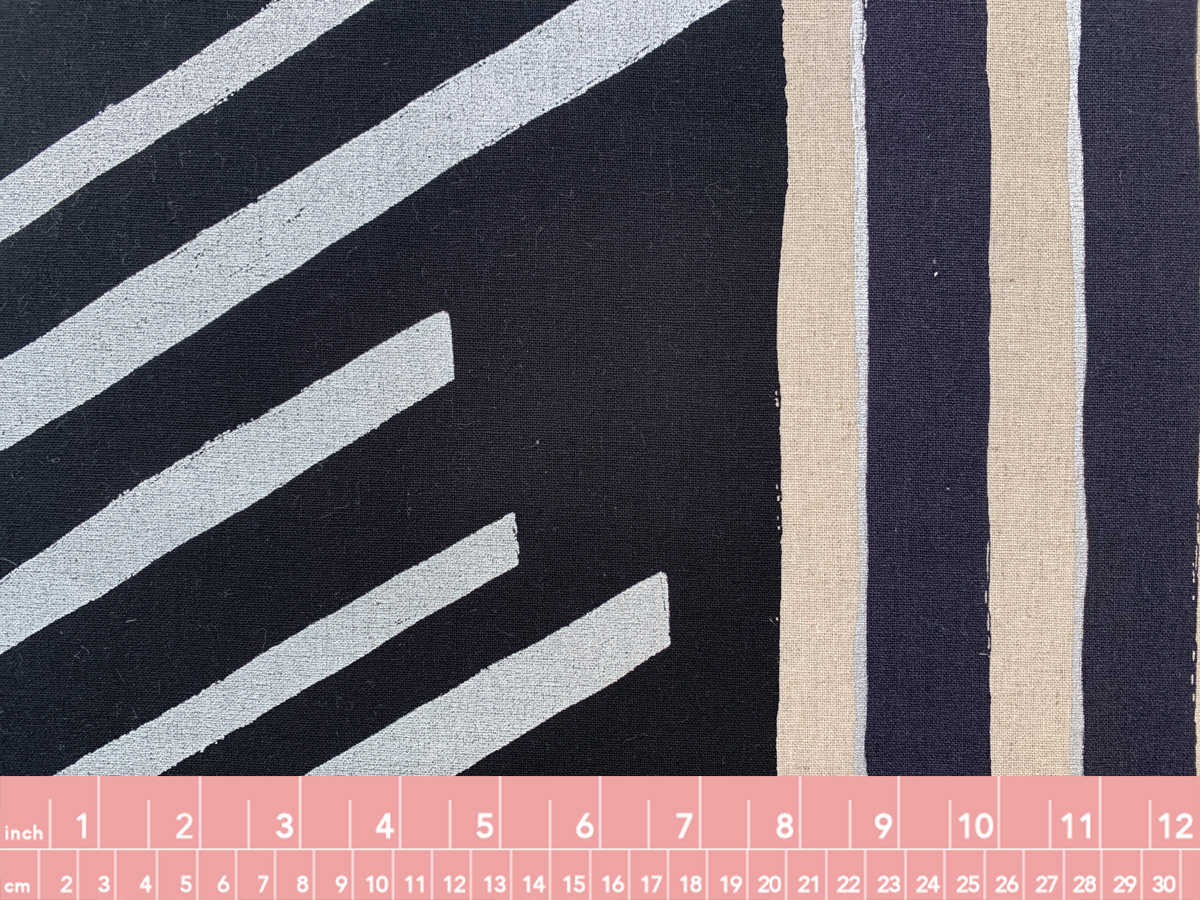 Echino Cotton/Linen Canvas Flow Stripes Black Stonemountain