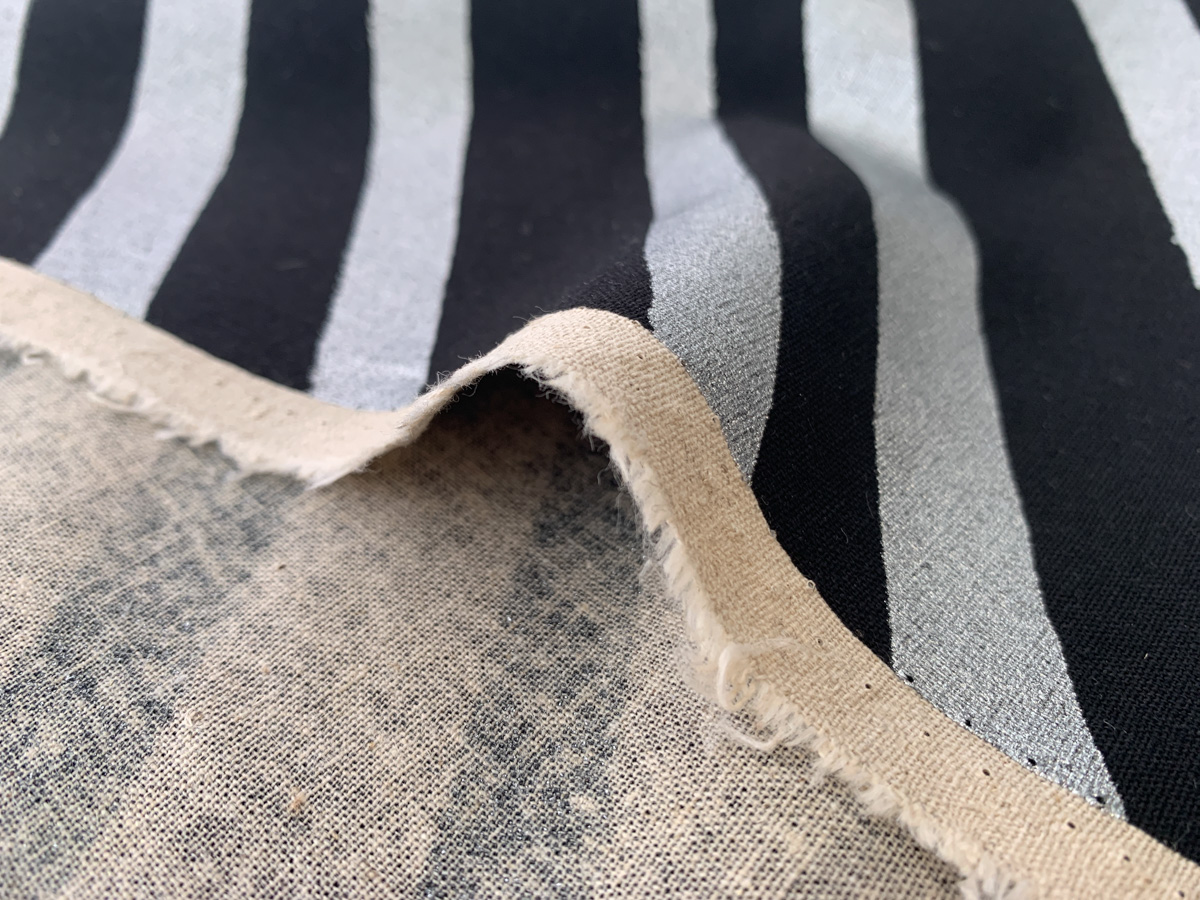 Echino Cotton/Linen Canvas Flow Stripes Black Stonemountain & Daughter Fabrics