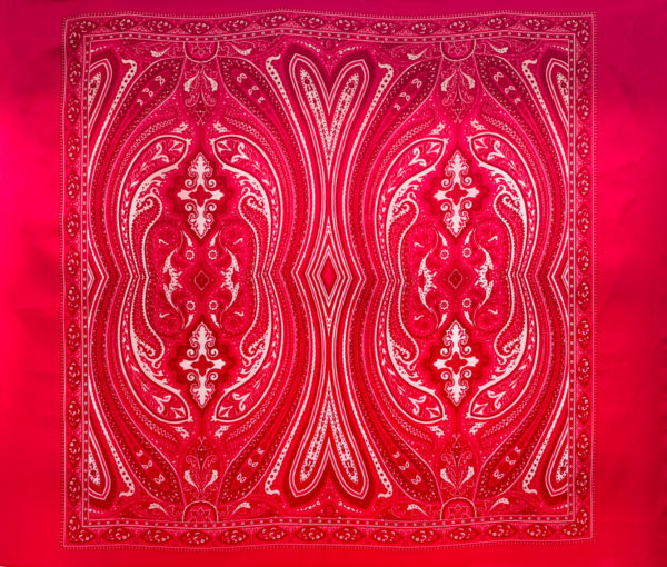 Designer Deadstock - Silk Twill Panel - Red Paisley