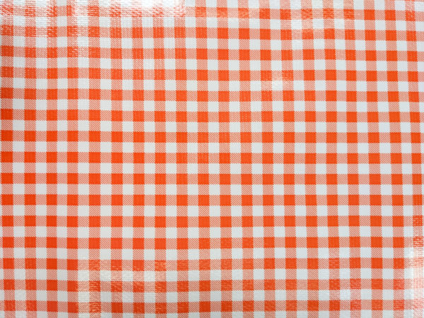 Oilcloth - Poly/Cotton Vinyl - Gingham - Orange