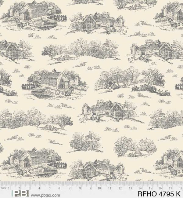 Quilting Cotton – Rooster Farm House - Cream