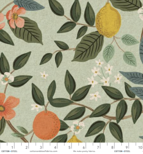 Cotton/Linen Canvas – Bramble - Citrus Grove - Mint