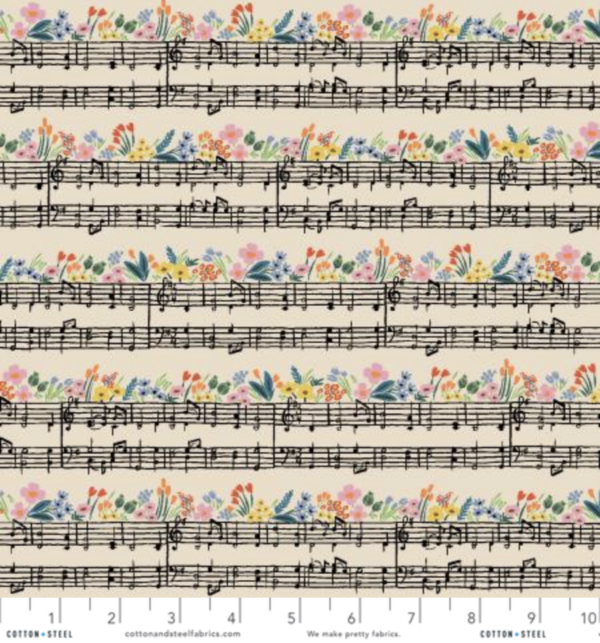 Quilting Cotton – Bramble - Music Notes - Cream