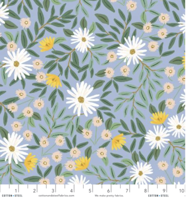 Cotton/Linen Canvas – Bramble - Daisy Fields - Blue