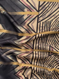 Designer Deadstock - Silk Jersey - Multi Feather Border Print