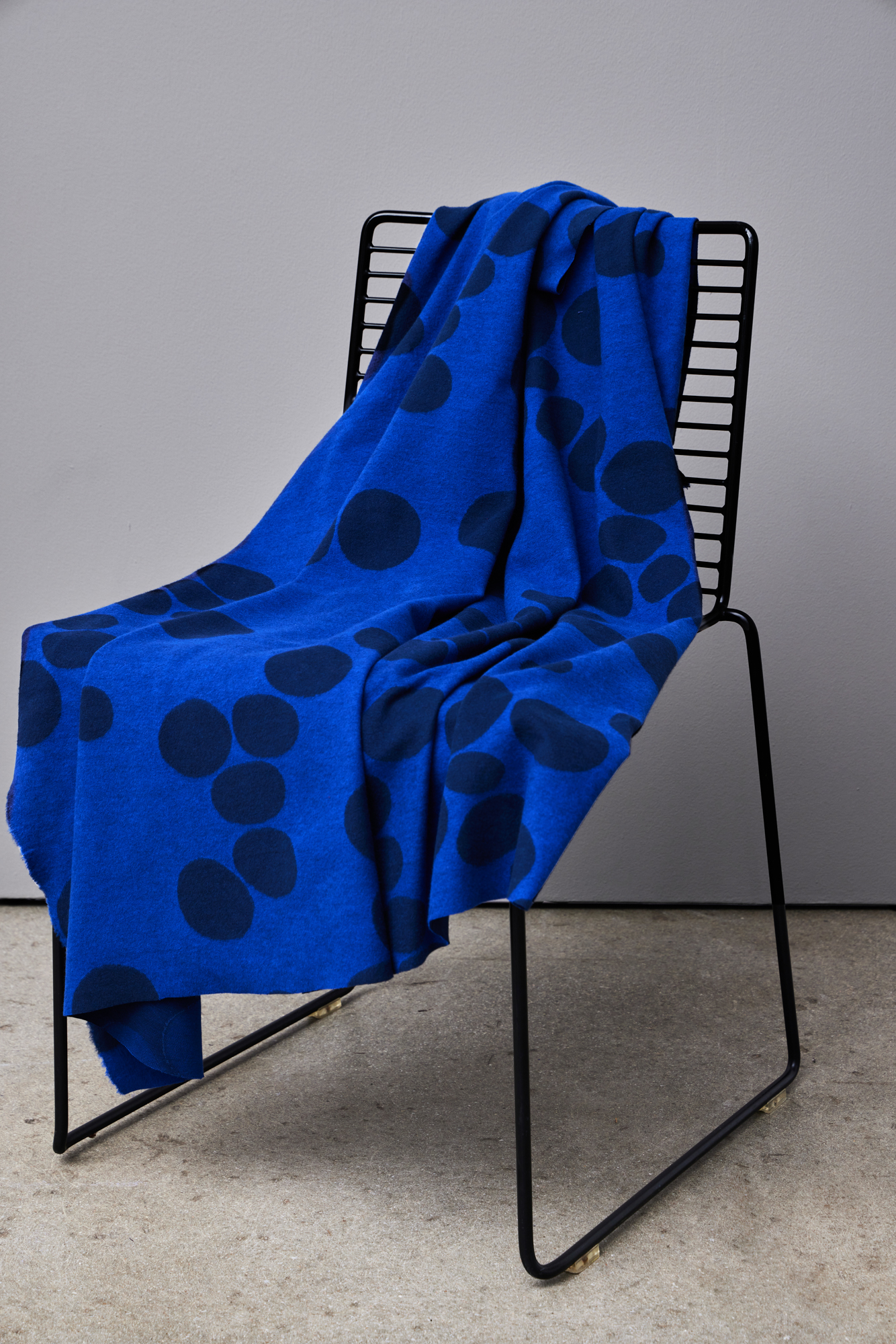 Mind the Maker – Organic Brushed Jacquard Knit – About a Dot –  Cobalt/Indigo - Stonemountain & Daughter Fabrics