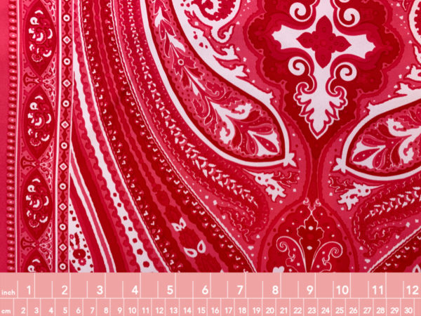 Designer Deadstock - Silk Twill Panel - Red Paisley