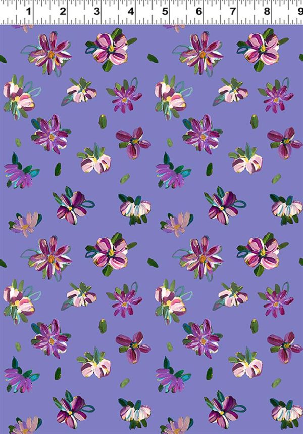 Quilting Cotton – Garden Gems - Perfect Posies - Periwinkle