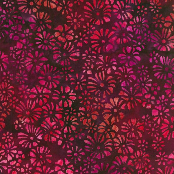 Artisan Cotton Batik – Sunrise Blossoms - Burgundy