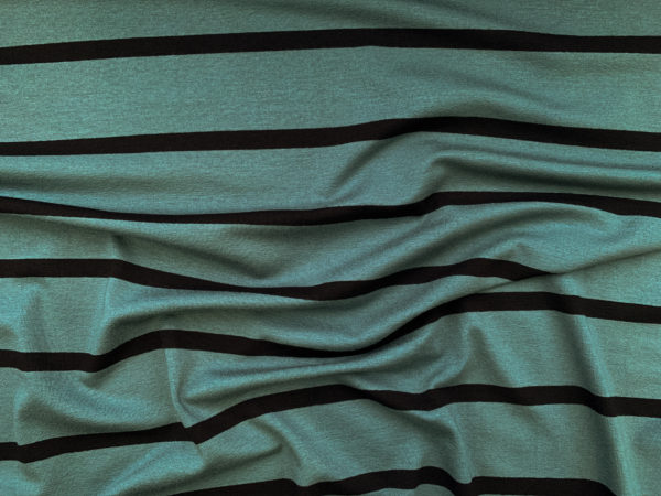 Rayon/Spandex Jersey - Ocean/Black Stripe