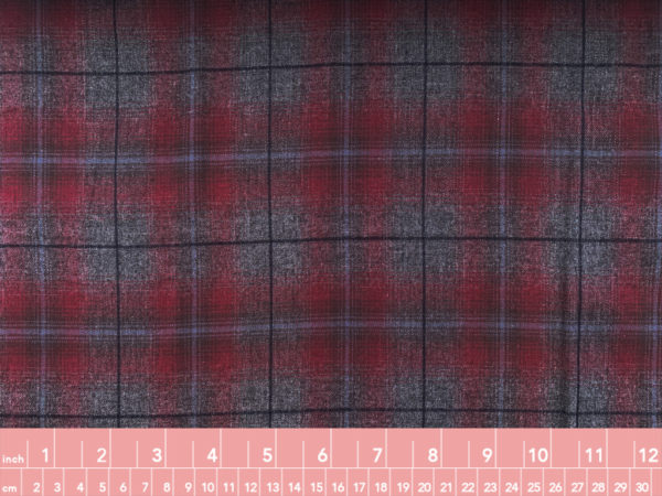 Designer Deadstock - Brushed Cotton Poplin - Grey/Maroon Plaid