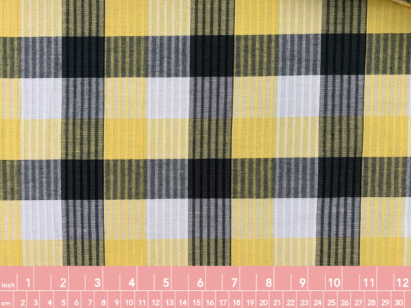 Designer Deadstock - Cotton Poplin - Yellow/Black Plaid