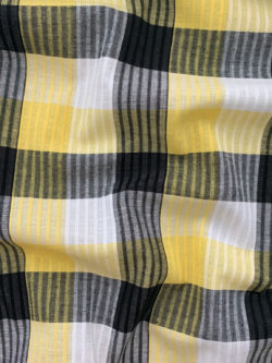 Designer Deadstock - Cotton Poplin - Yellow/Black Plaid