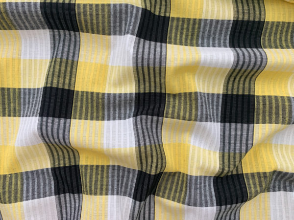 Designer Deadstock - Cotton Poplin - Yellow/Black Plaid