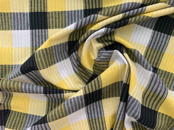 Designer Deadstock - Cotton Poplin - Yellow/Black Plaid