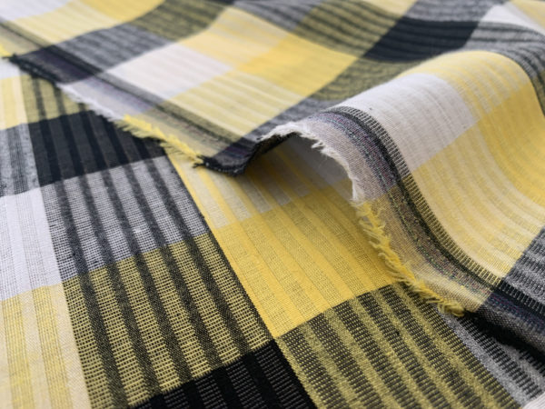 Designer Deadstock - Cotton Poplin - Yellow/Black Plaid