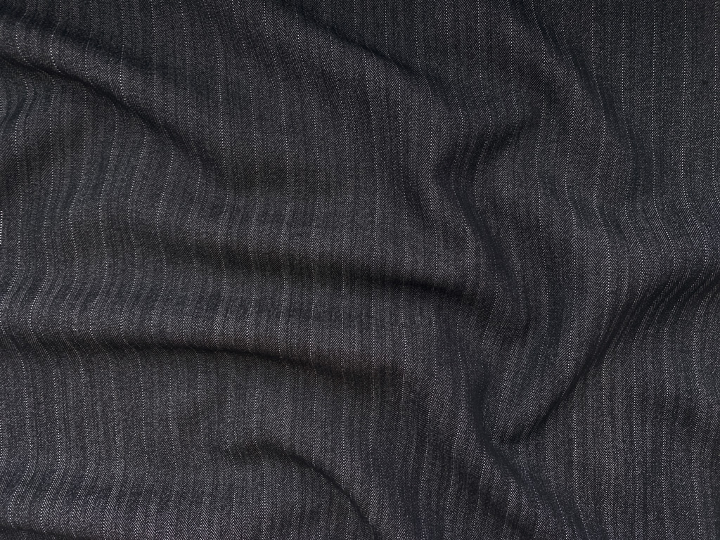 Designer Deadstock - Poly Gabardine Stretch Twill - Black Herringbone ...