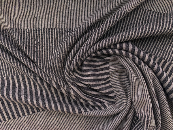 Designer Deadstock - Cotton Rib Knit - Marl Grey Stripe