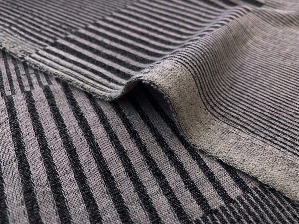 Designer Deadstock - Cotton Rib Knit - Marl Grey Stripe