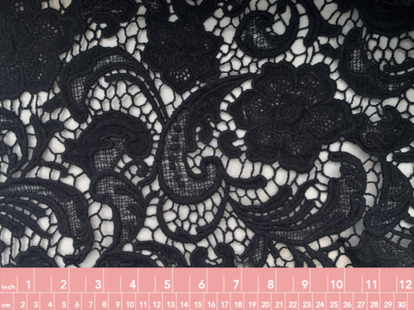 Designer Deadstock - Rayon Floral Lace - Black