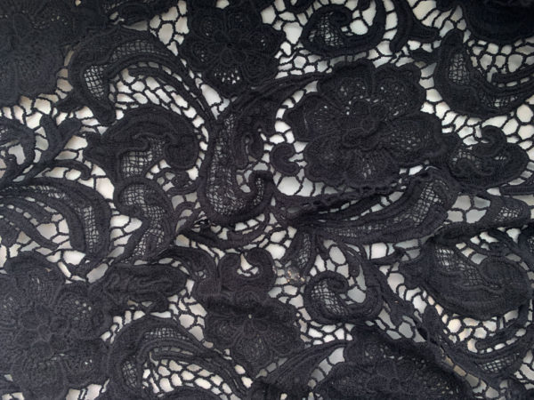 Designer Deadstock - Rayon Floral Lace - Black