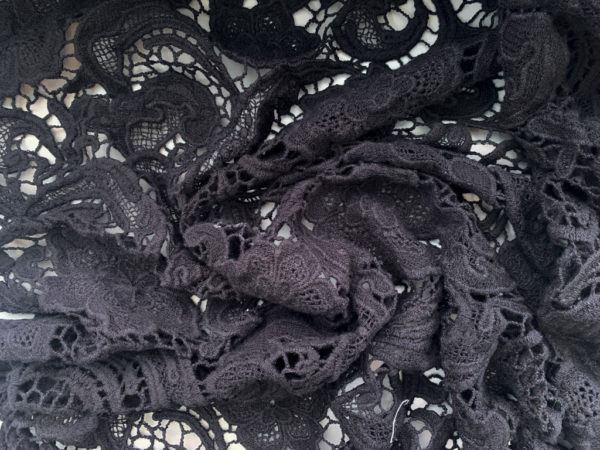 Designer Deadstock - Rayon Floral Lace - Black