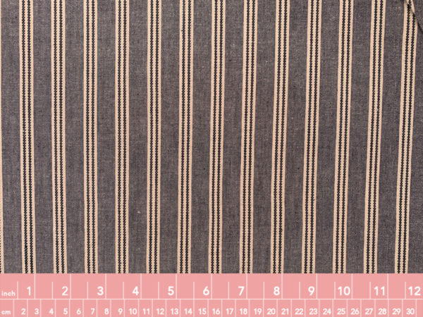 Textured Yarn Dyed Cotton - Split Stitch Stripes - Navy