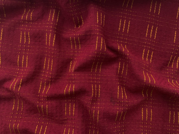 Textured Yarn Dyed Cotton - Dashed Plaid - Burgundy