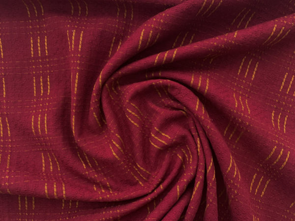 Textured Yarn Dyed Cotton - Dashed Plaid - Burgundy