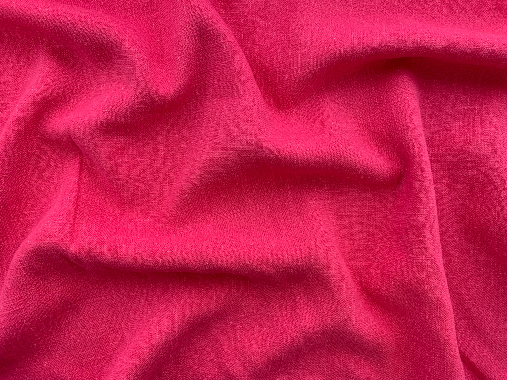 Designer Deadstock – Linen/Rayon Slub – Hot Pink