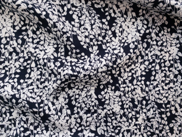 Designer Deadstock - Rayon Challis - Thicket - Navy/White