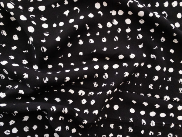 Designer Deadstock - Rayon Challis - Weathered Dots - Black