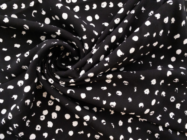 Designer Deadstock - Rayon Challis - Weathered Dots - Black