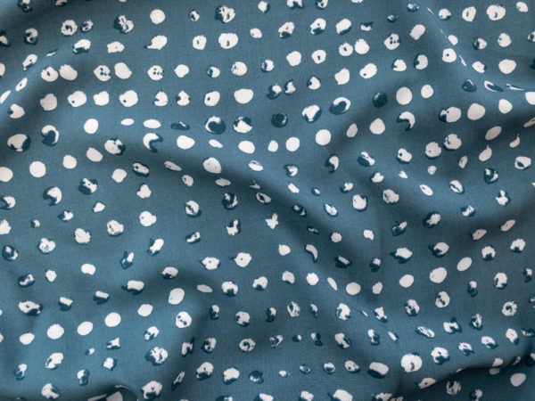 Designer Deadstock - Rayon Challis - Weathered Dots - River