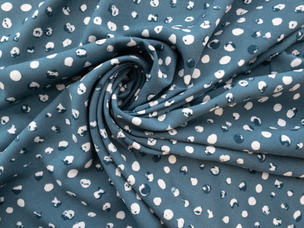 Designer Deadstock - Rayon Challis - Weathered Dots - River