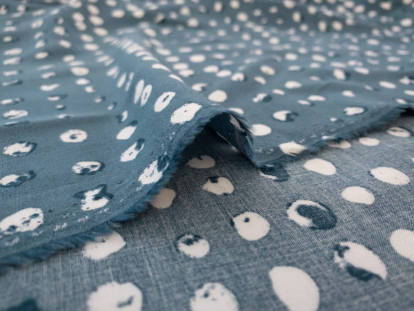 Designer Deadstock - Rayon Challis - Weathered Dots - River