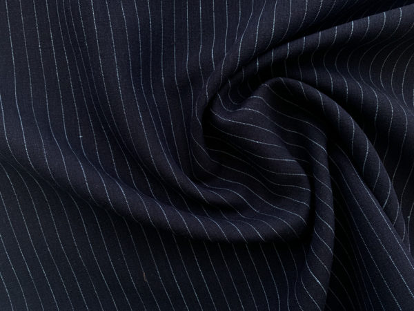 Designer Deadstock - Linen - Navy Stripe