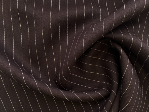 Designer Deadstock - Linen - Dark Brown Stripe