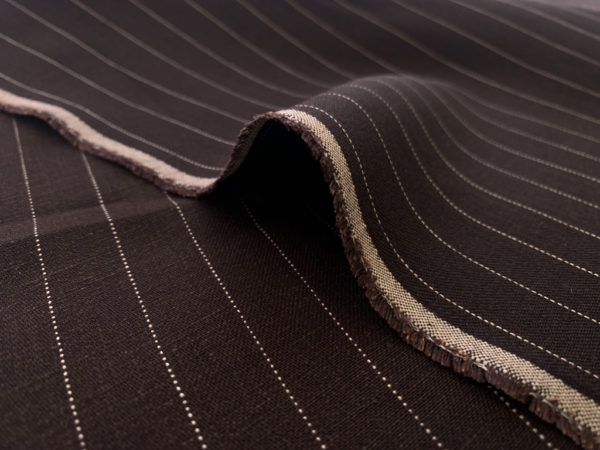 Designer Deadstock - Linen - Dark Brown Stripe